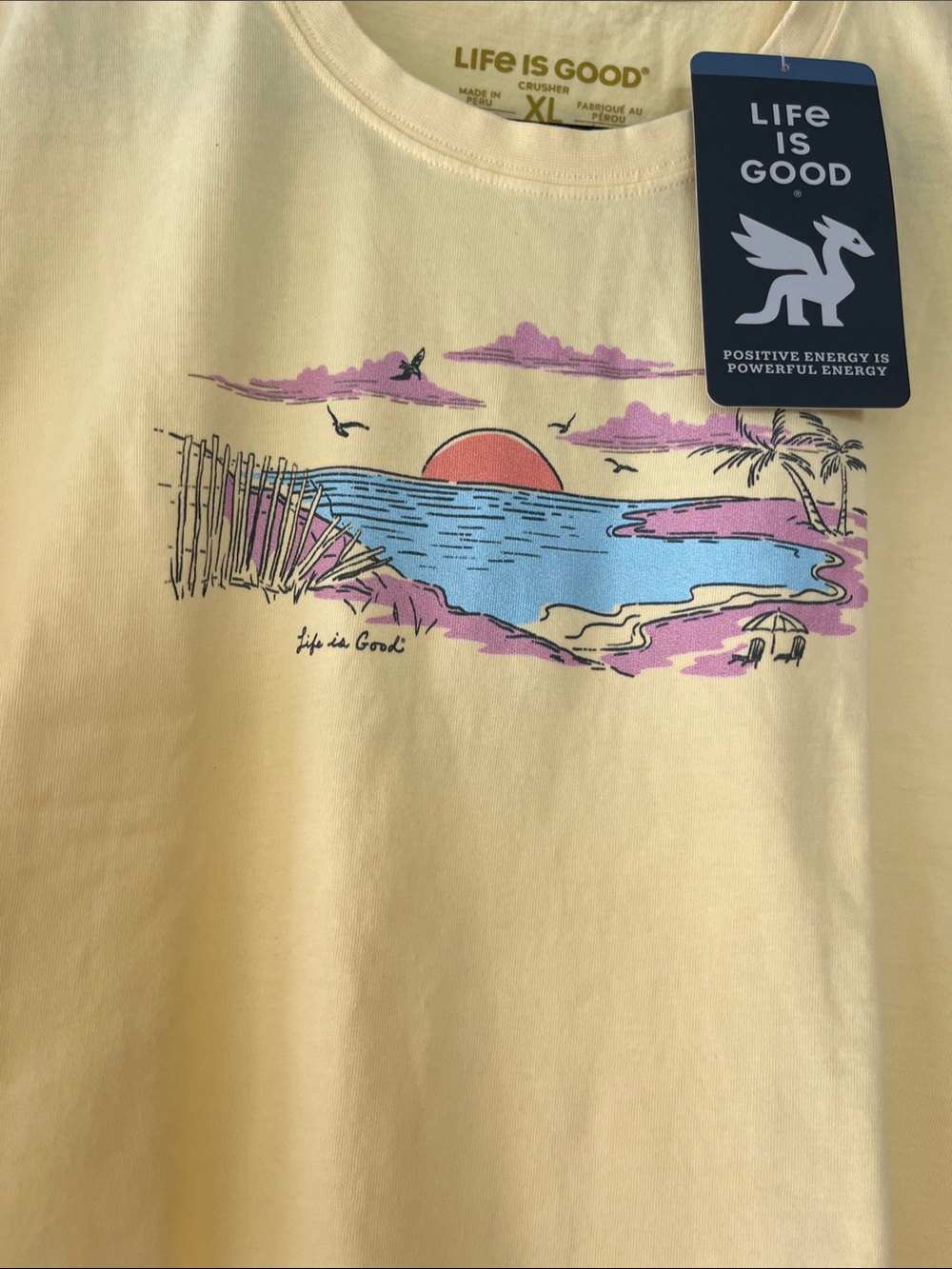 Life Is Good Pale Yellow Sunset Beach Graphic Tee - Picture 2 of 8